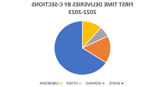 pie chart showing racial/ethnic group of first-time mothers who delivered via C-section